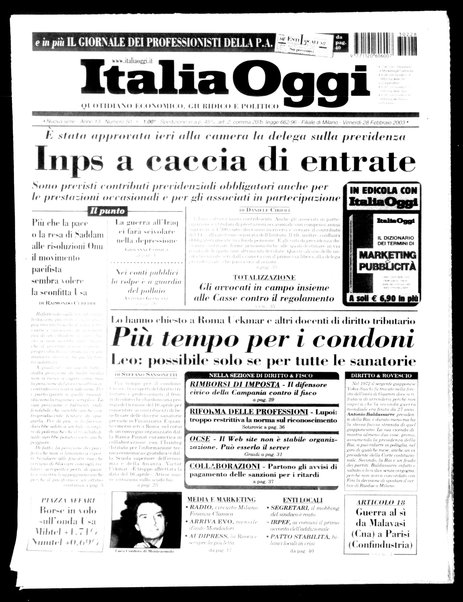 Italia oggi : quotidiano di economia finanza e politica